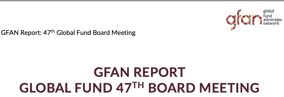 Informe de GFAN. 47ª Reunión de la Junta Directiva del Fondo Mundial